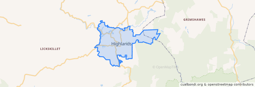 Mapa de ubicacion de Highlands.