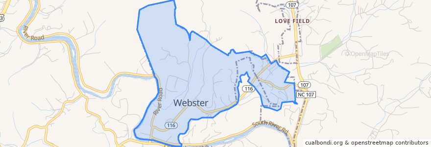 Mapa de ubicacion de Webster.