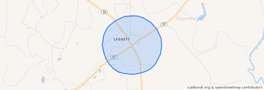 Mapa de ubicacion de Leggett.