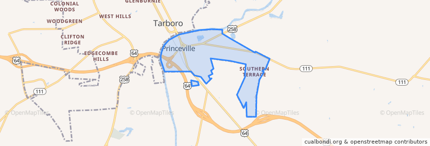 Mapa de ubicacion de Princeville.