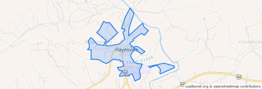 Mapa de ubicacion de Hayesville.