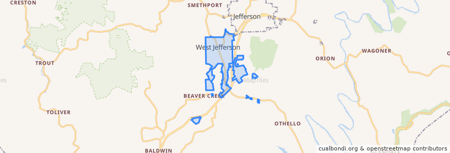 Mapa de ubicacion de West Jefferson.