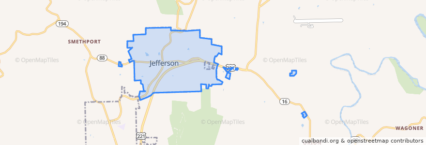 Mapa de ubicacion de Jefferson.