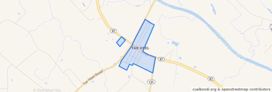 Mapa de ubicacion de Tar Heel.