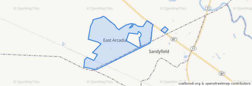 Mapa de ubicacion de East Arcadia.