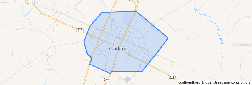 Mapa de ubicacion de Clarkton.