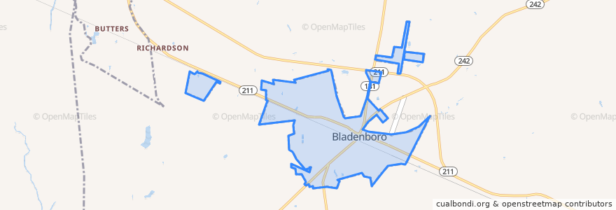 Mapa de ubicacion de Bladenboro.