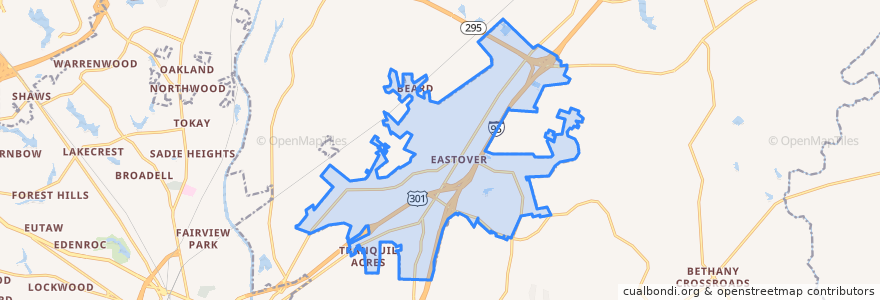 Mapa de ubicacion de Eastover.