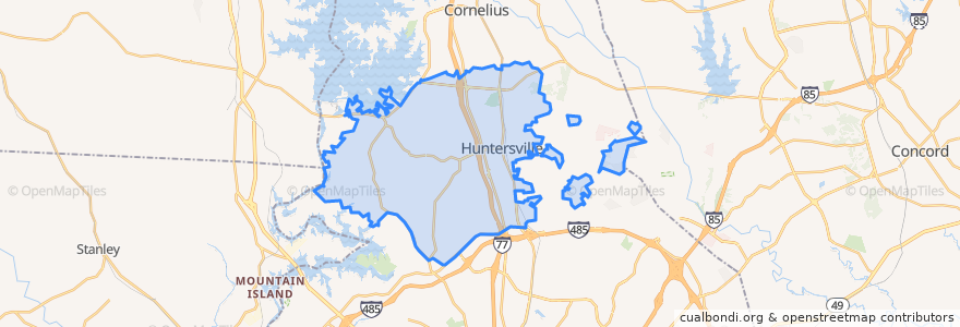 Mapa de ubicacion de Huntersville.
