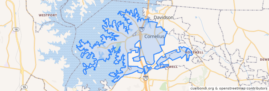 Mapa de ubicacion de Cornelius.