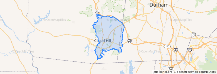 Mapa de ubicacion de Chapel Hill.