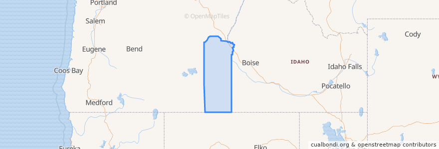 Mapa de ubicacion de Malheur County.