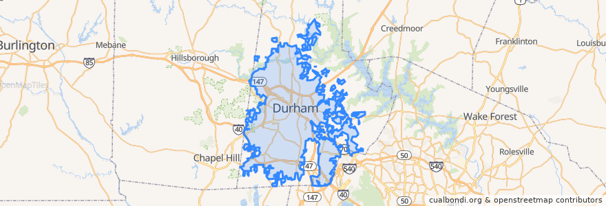 Mapa de ubicacion de Durham.