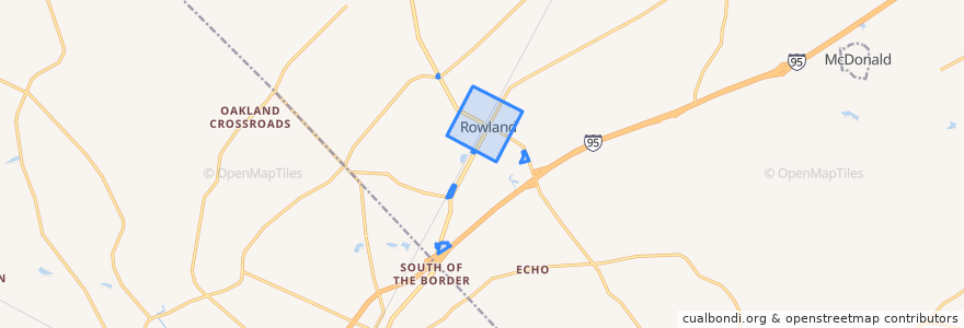Mapa de ubicacion de Rowland.