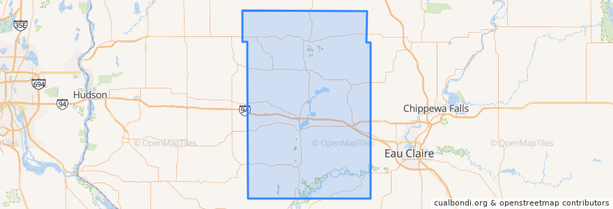 Mapa de ubicacion de Dunn County.