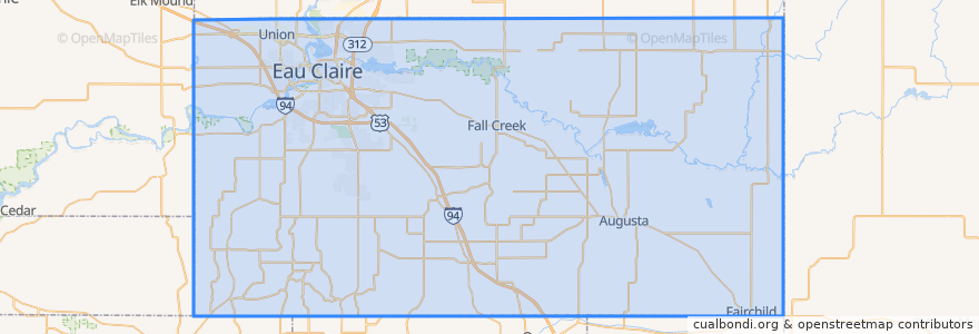 Mapa de ubicacion de Eau Claire County.