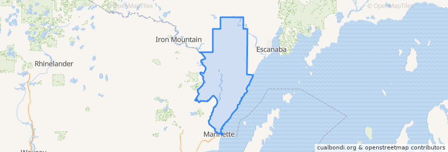 Mapa de ubicacion de Menominee County.