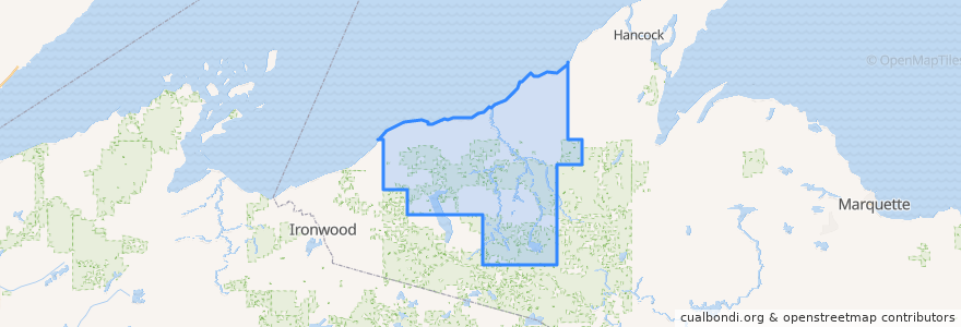 Mapa de ubicacion de Ontonagon County.