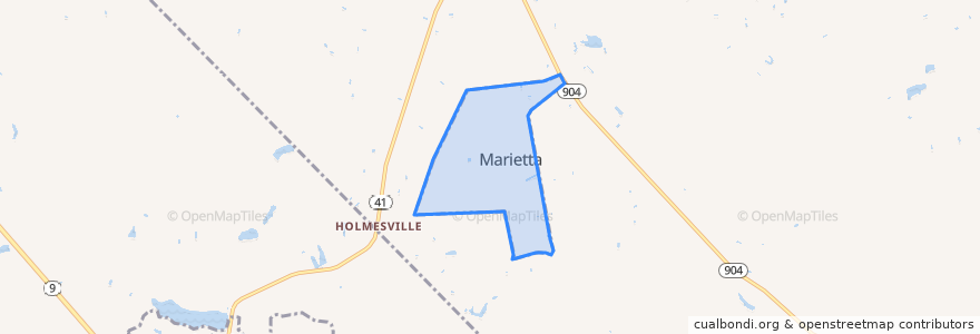 Mapa de ubicacion de Marietta.