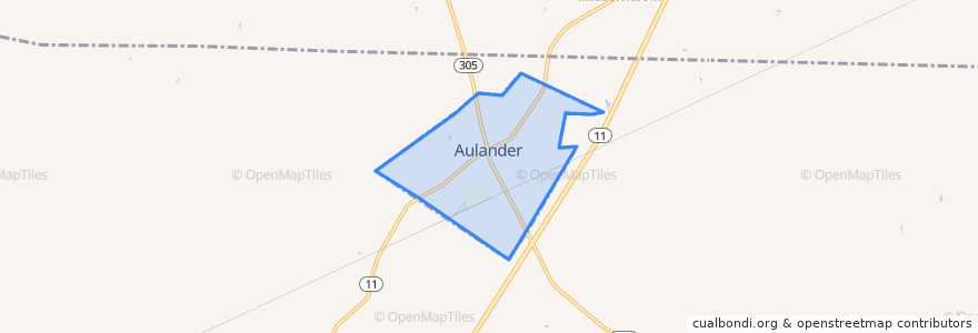 Mapa de ubicacion de Aulander.