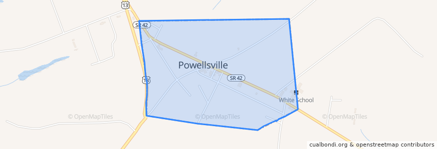 Mapa de ubicacion de Powellsville.