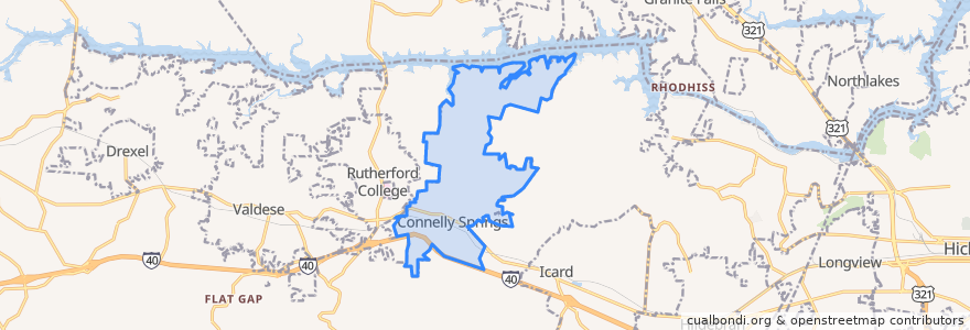 Mapa de ubicacion de Connelly Springs.