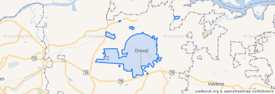 Mapa de ubicacion de Drexel.