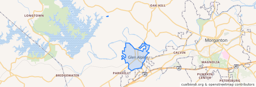 Mapa de ubicacion de Glen Alpine.