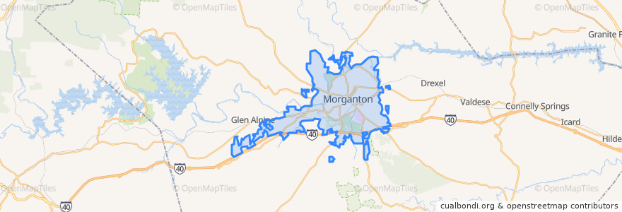 Mapa de ubicacion de Morganton.