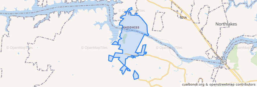 Mapa de ubicacion de Rhodhiss.