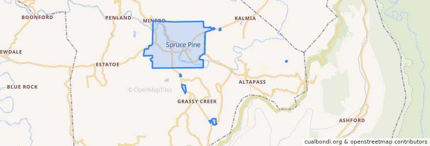 Mapa de ubicacion de Spruce Pine.