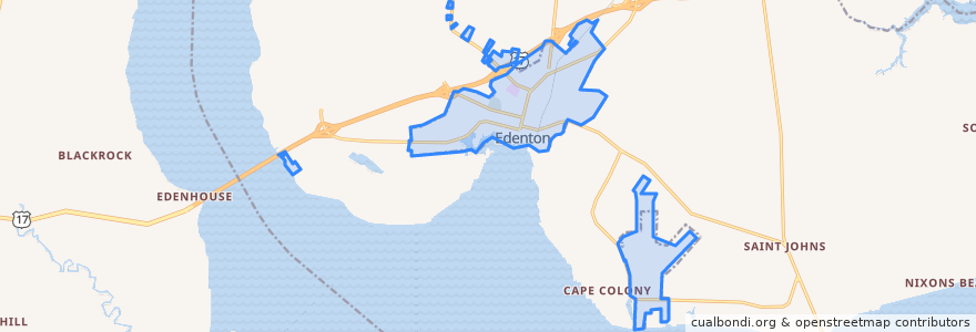 Mapa de ubicacion de Edenton.