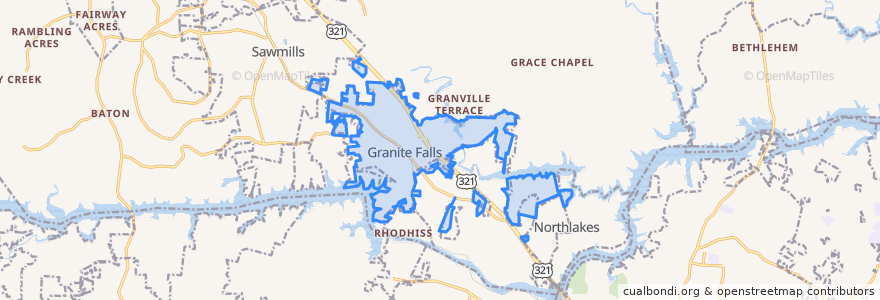 Mapa de ubicacion de Granite Falls.