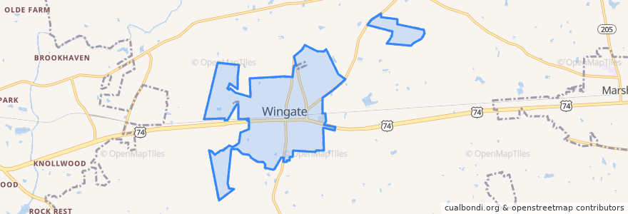 Mapa de ubicacion de Wingate.