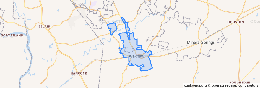 Mapa de ubicacion de Waxhaw.