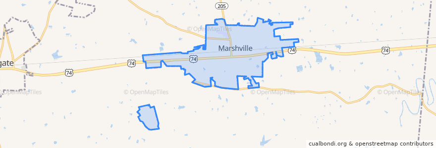Mapa de ubicacion de Marshville.