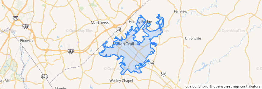 Mapa de ubicacion de Indian Trail.