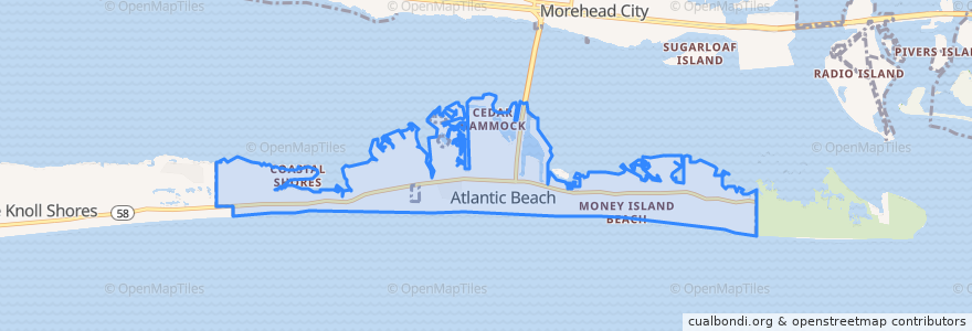 Mapa de ubicacion de Atlantic Beach.