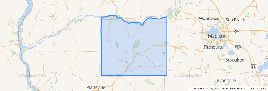 Mapa de ubicacion de Iowa County.