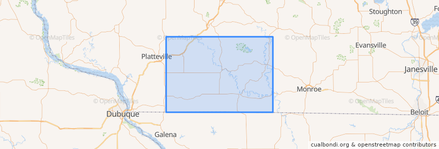 Mapa de ubicacion de Lafayette County.