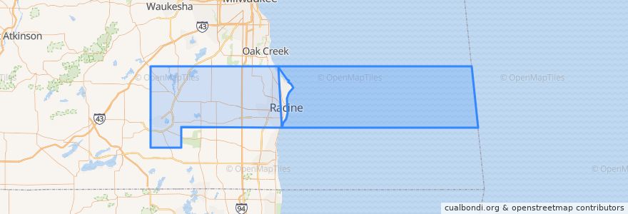 Mapa de ubicacion de Racine County.