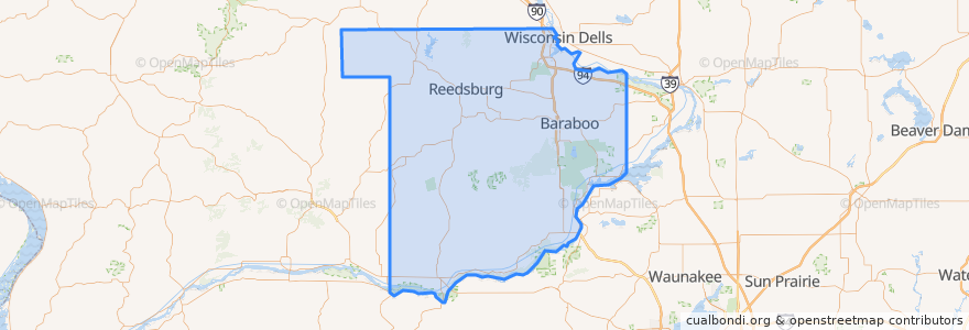 Mapa de ubicacion de Sauk County.