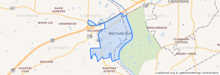 Mapa de ubicacion de Bermuda Run.