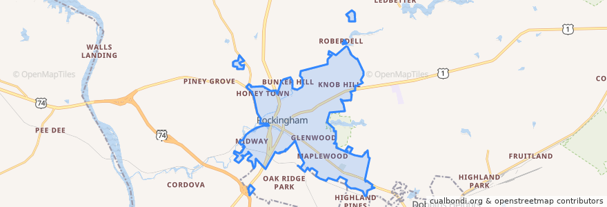Mapa de ubicacion de Rockingham.