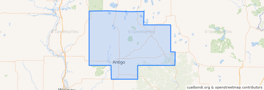 Mapa de ubicacion de Langlade County.