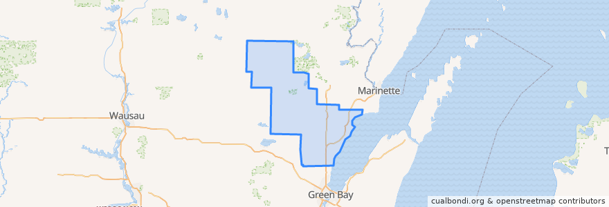 Mapa de ubicacion de Oconto County.