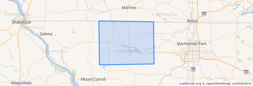 Mapa de ubicacion de Stephenson County.