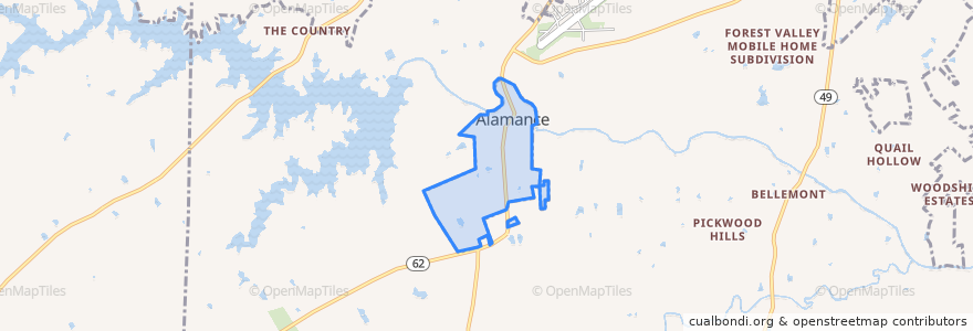 Mapa de ubicacion de Alamance.