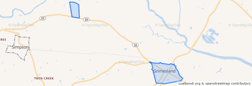 Mapa de ubicacion de Grimesland.