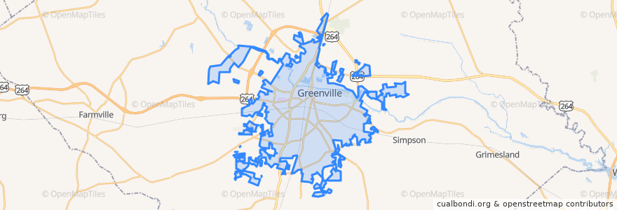 Mapa de ubicacion de Greenville.